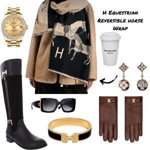 H Equestrian Reversible Horse Wrap Tan & Black